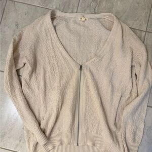 V Neck Haf Zip Cream Long Sleeve Sweater Silence and Noise M
